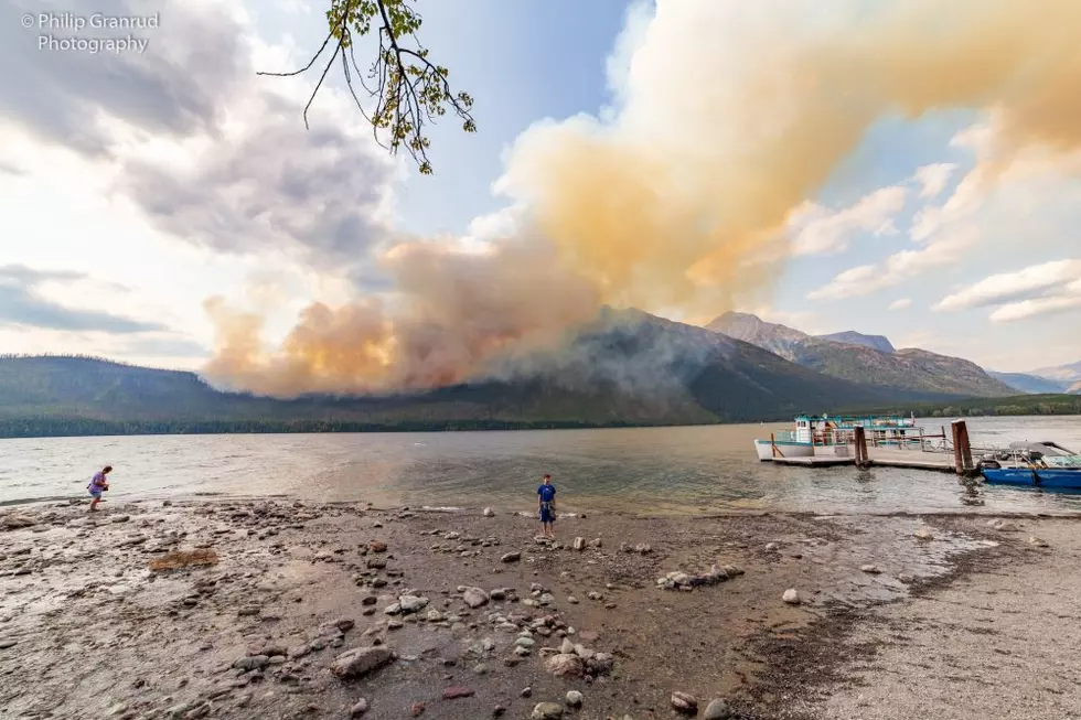 Kalispell photographer Philip Granrud took this photo of the Howe Ridge fire about 5 p.m. Sunday, as it burned to the northwest of Lake McDonald, and before its nighttime run. (Philip Granrud)