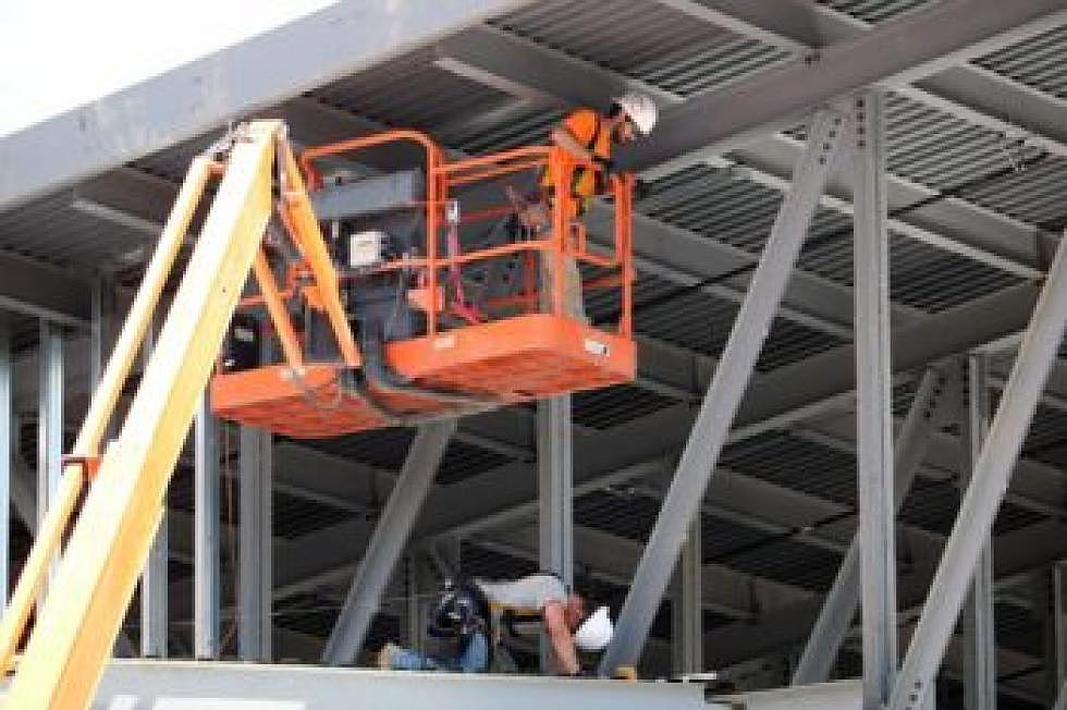 Construction of the theater continues.