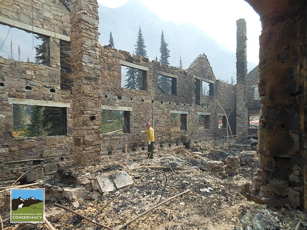Workers race against winter to stabilize Sperry Chalet&#8217;s burned-out shell