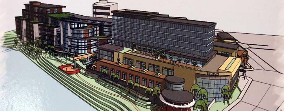 An earlier rendering of the larger downtown development.