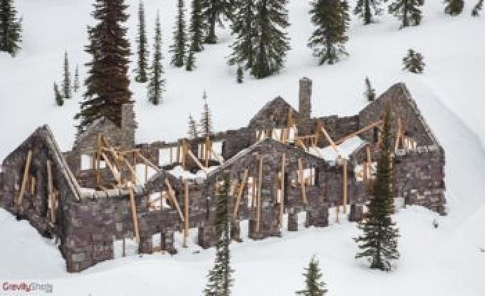 Had the overflights shown the chalet's collapse beneath the snow, the Park Service's options at Sperry would have changed. (GravityShots.com via Glacier National Park Conservancy)